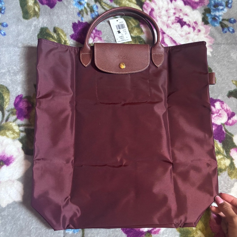 NWT Longchamp Le Pliage Original Medium Tote Bag Burgundy Red 1623089P87